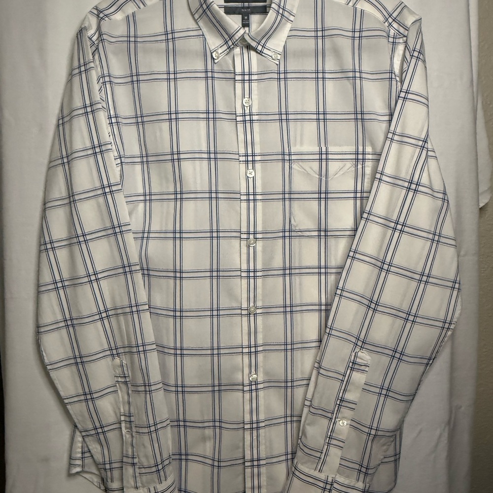 Bonobos White and Blue Plaid Button Down Shirt